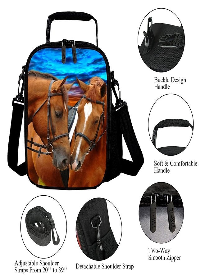 7-Mi Kids Lunch Bag Reusable 3D Design Snack Shoulder Bags with Zipper Online Insulated Thermal Girls Boys Lunch Tote Bags Cooler Box for Picnic(Horse) - Image 2